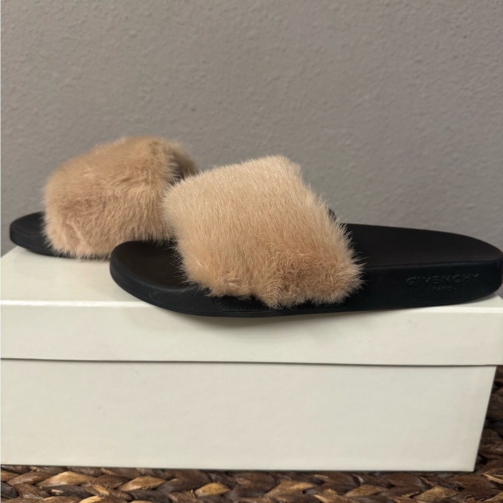 Givenchy Mink Fur Slides -100% Authentic